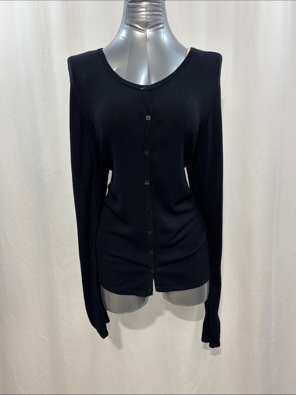 Danier Black Light Weight Button-Front Cardigan 260 work school Office travel